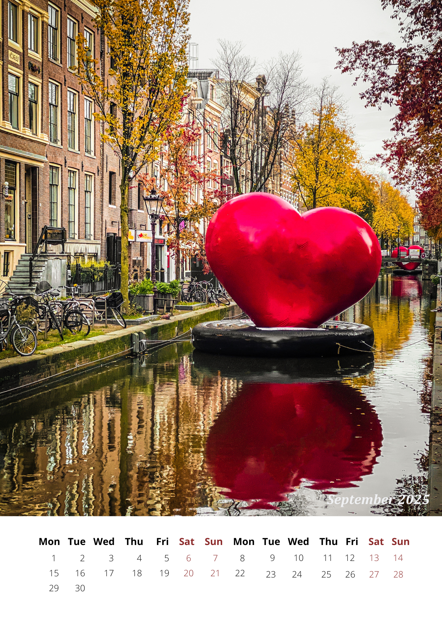 Amsterdam Calendar 2025 - FREE SHIPPING WORLDWIDE